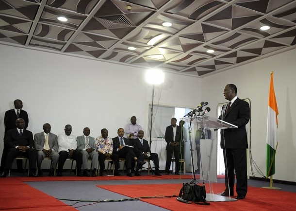 Alassane Ouattara au palais présidentiel ce matin